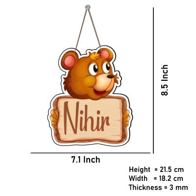 Personalized Bear Cute Animal Wooden Wall Hanging Customized With Name Kids Room, Living Room, Home Decor Birthday Gift For Kids